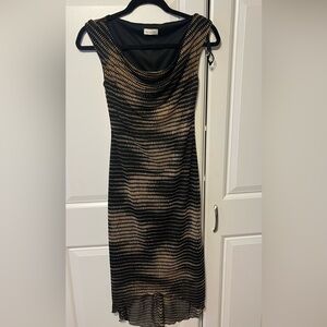 Women's Black and Tan sheer overlay Dress small